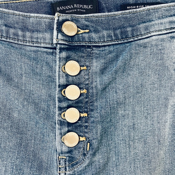 Banana Republic Premium Denim Medium Wash Button Fly High Rose Skinny Jeans 25 - Picture 5 of 12